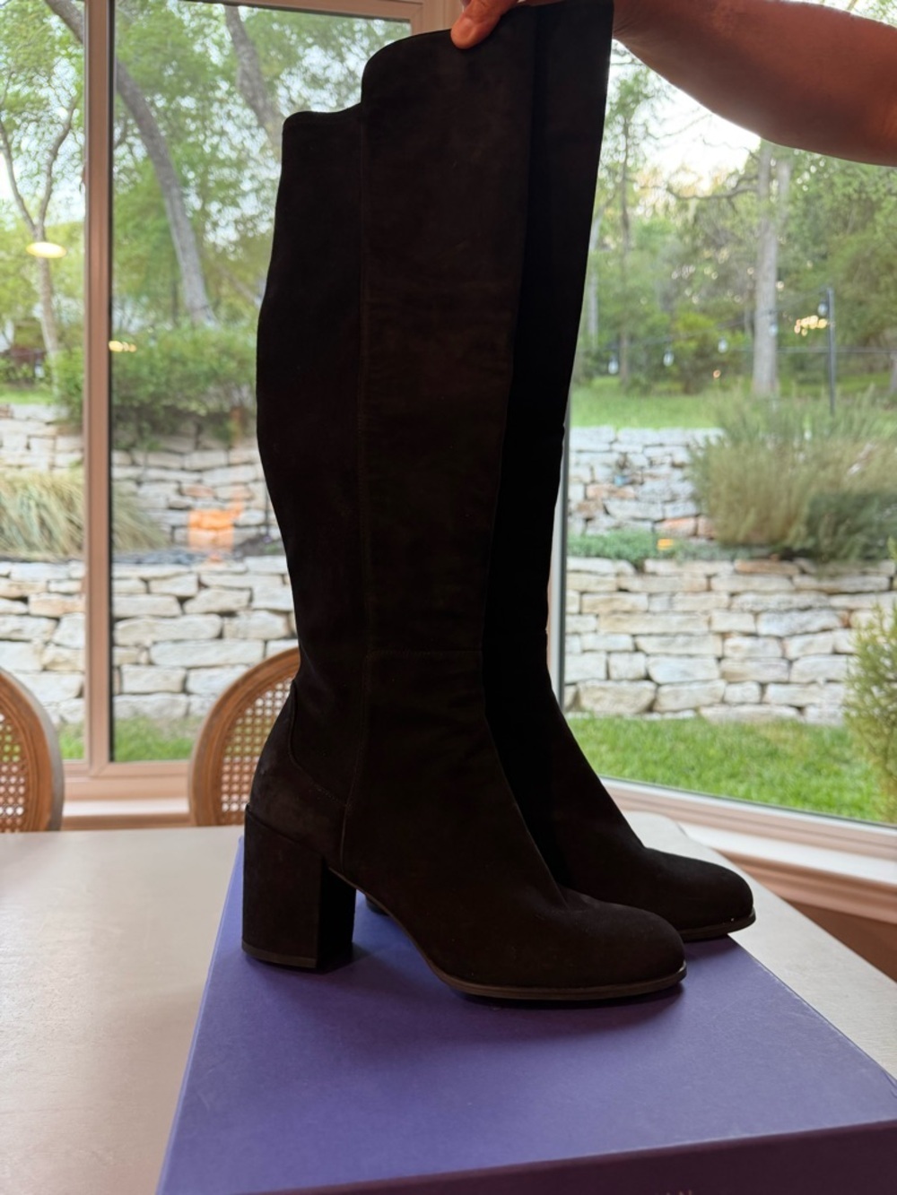 STUART WEITZMAN ALLJACK Black Suede Knee-High Boots - Sise 8.5